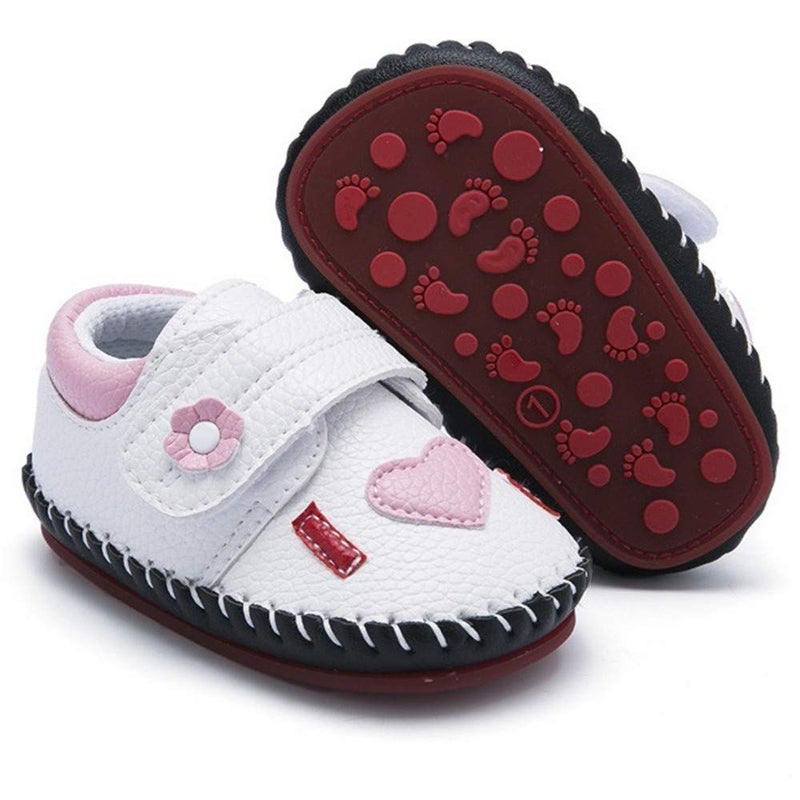 HsdsBebe Baby Boys Girls Pu Leather Hard Bottom Walking Sneakers Toddler Rubber Sole First Walkers Infant Cartoon Slippers Crib Shoes(6-12 Months) - Image 1